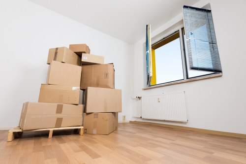 Packed boxes and furniture ready for a local move in Harringay