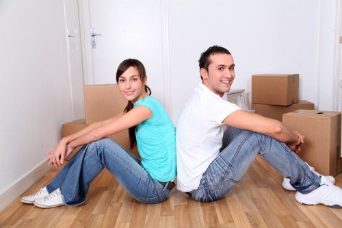 Packed furniture and boxes ready for a local Harringay move