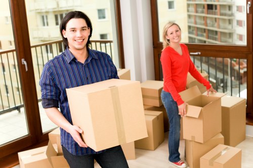 Packed boxes and labelled items ready for house removals
